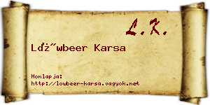 Löwbeer Karsa névjegykártya